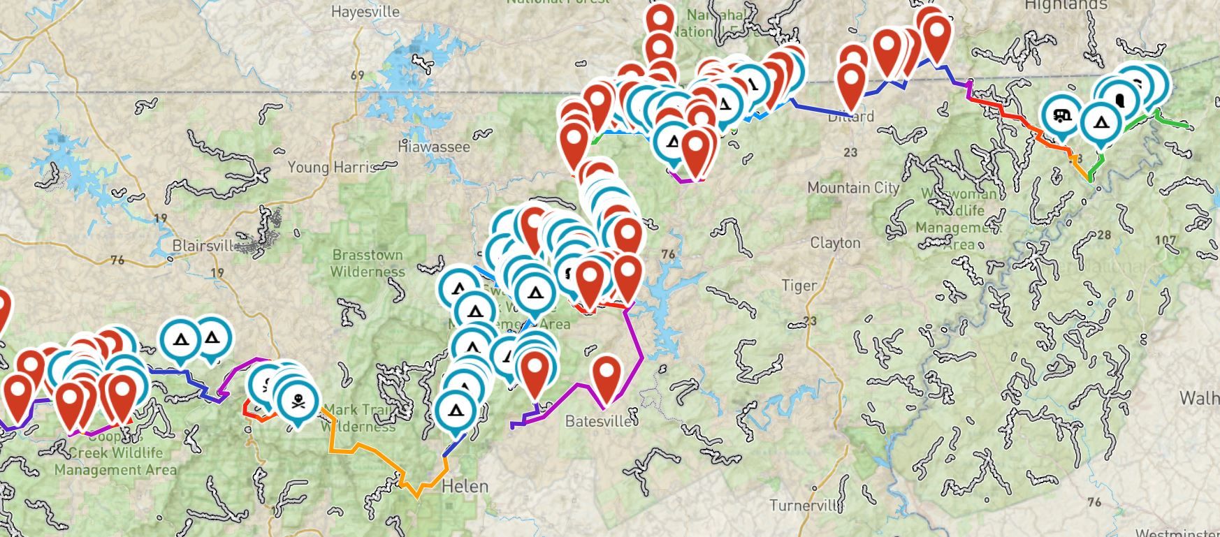 Georgia Traverse Waypoints